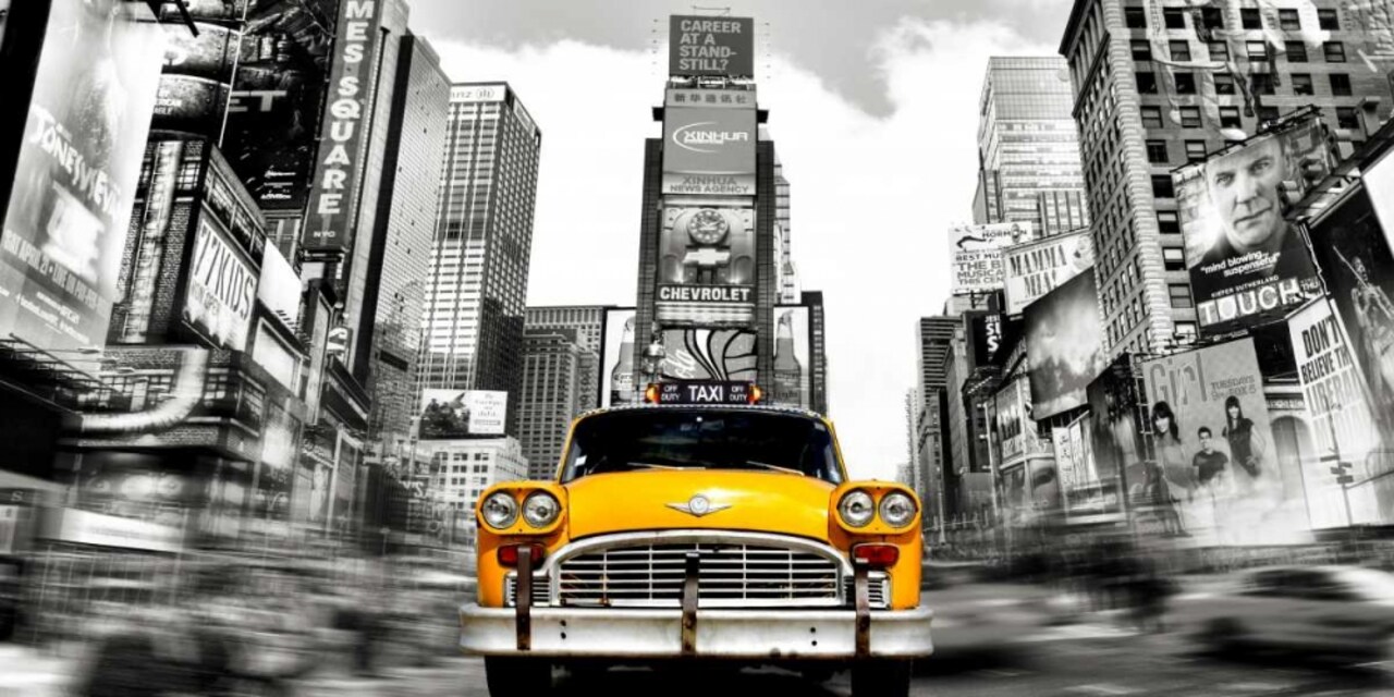 Vintage Taxi in Times Square, NYC Poster Print by Lauren - Item # VARPDX2AP3988